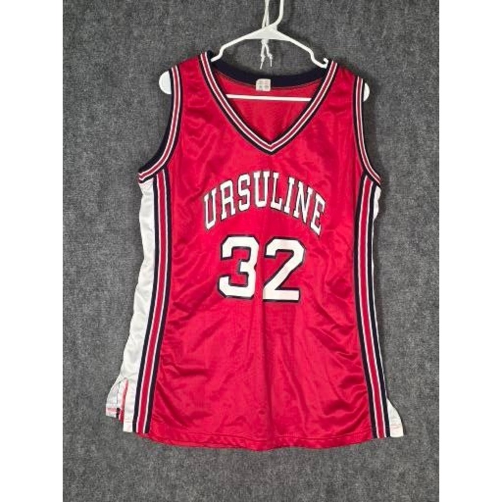 VTG Lady‎ Champion Ursuline Basketball Jersey Red White Blue No 32 Sz XXL Casual